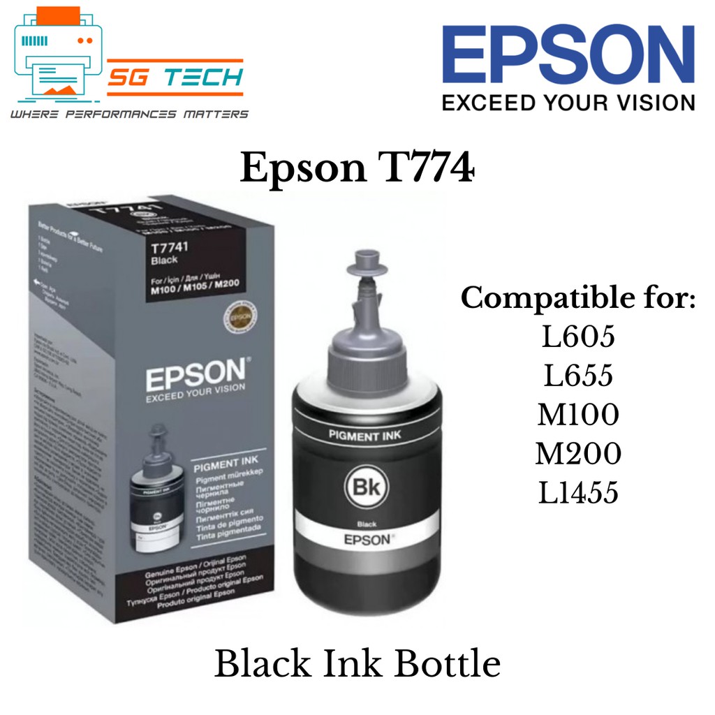 Epson Original T774 C13t774100 Black Pigment Ink Bottle For Workforce