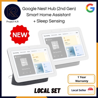 (NEW) SG PLUG Google Nest Hub 2 with Google Assistant (Chalk/Charcoal) Smart Home Assistant + Sleep Sensing