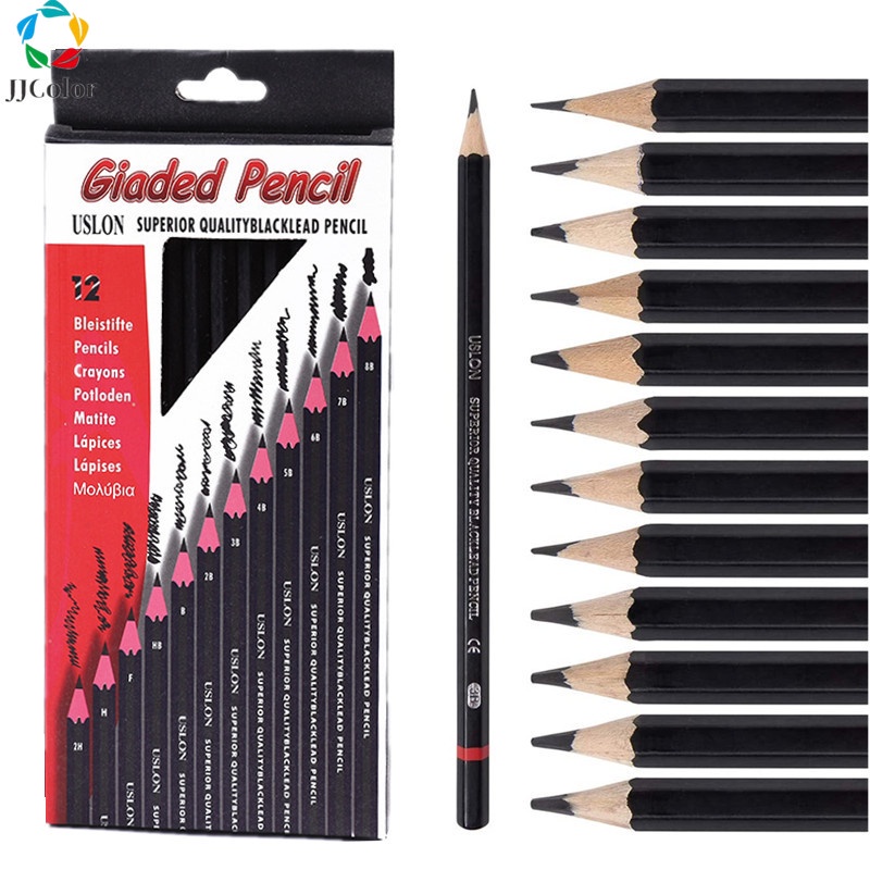 2H-8B Sketch Charcoal Pencil 12Pcs/Set Drawing Pencil School&Office ...