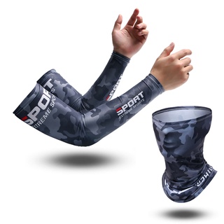 Sports Ice Fabric Breathable UV Protection Running Arm Sleeves Mask Set Fitness Cycling Outdoor【COD】