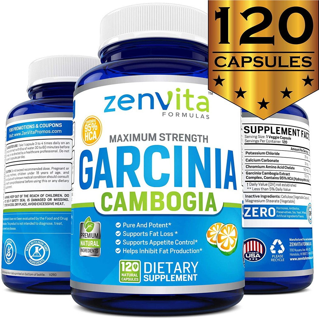 100 Pure Garcinia Cambogia Extract 95 HCA 120 Capsules 2100 mg