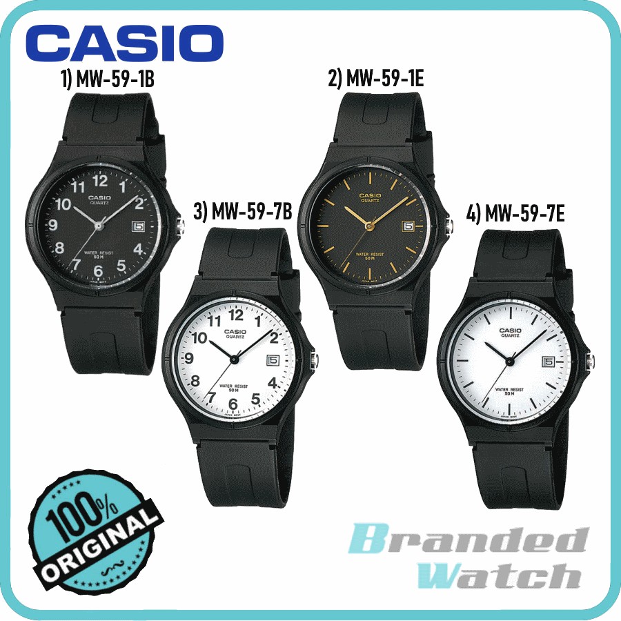 Casio Mw 59 Series Man Boy Quartz Analog Classic Date Display Resin Kids Watch Shopee Singapore