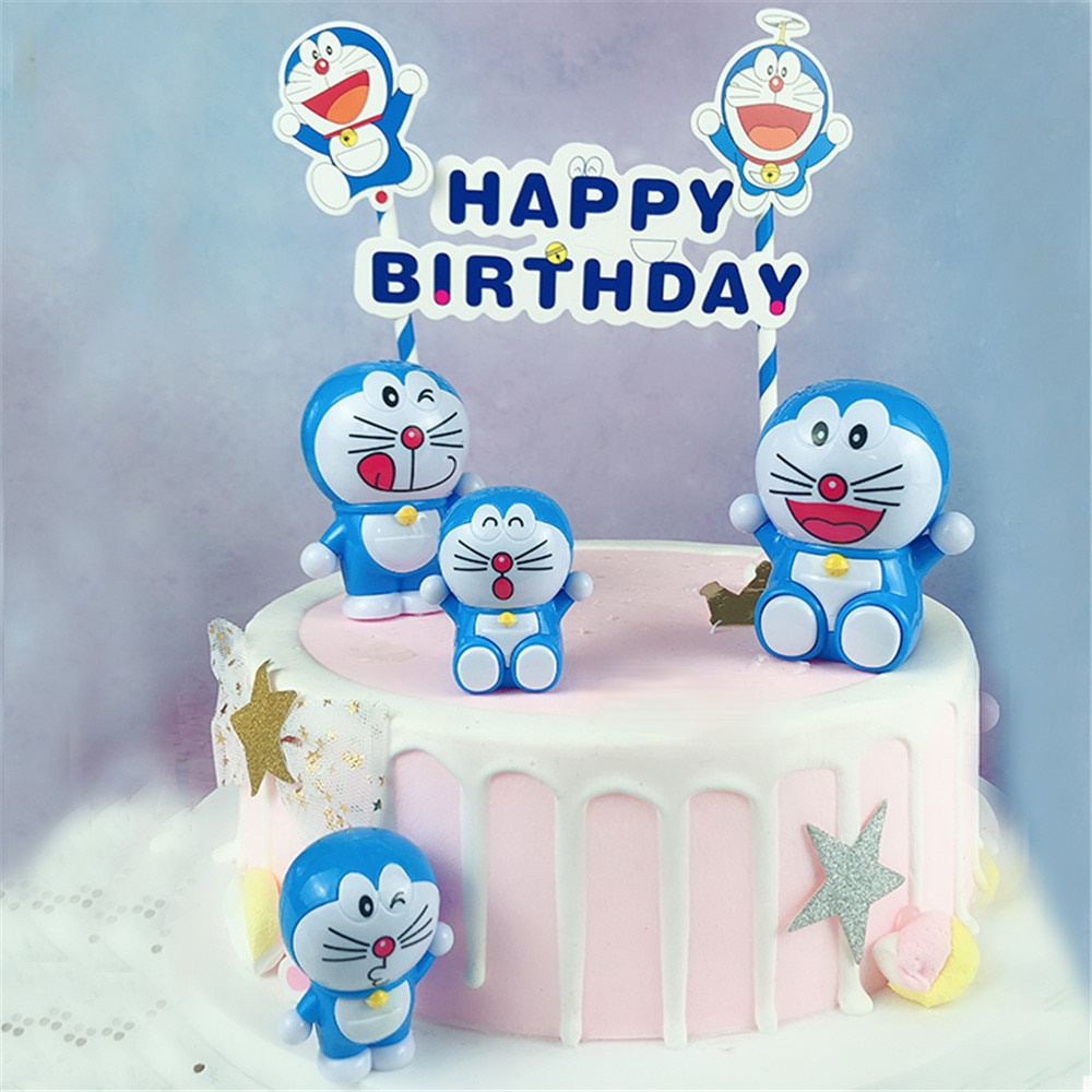 Birthday decoration doraemon cake topper kids children boys toys for ...