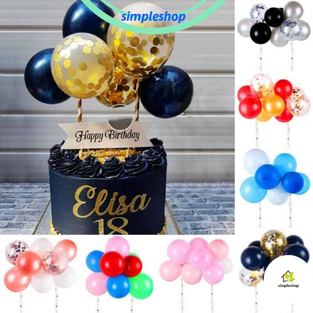 Simple Home Party Decoration Colorful Baby Shower Balloon Cake Topper Wedding Mini Confetti Foil Birthday 10pcs Set Shopee Singapore