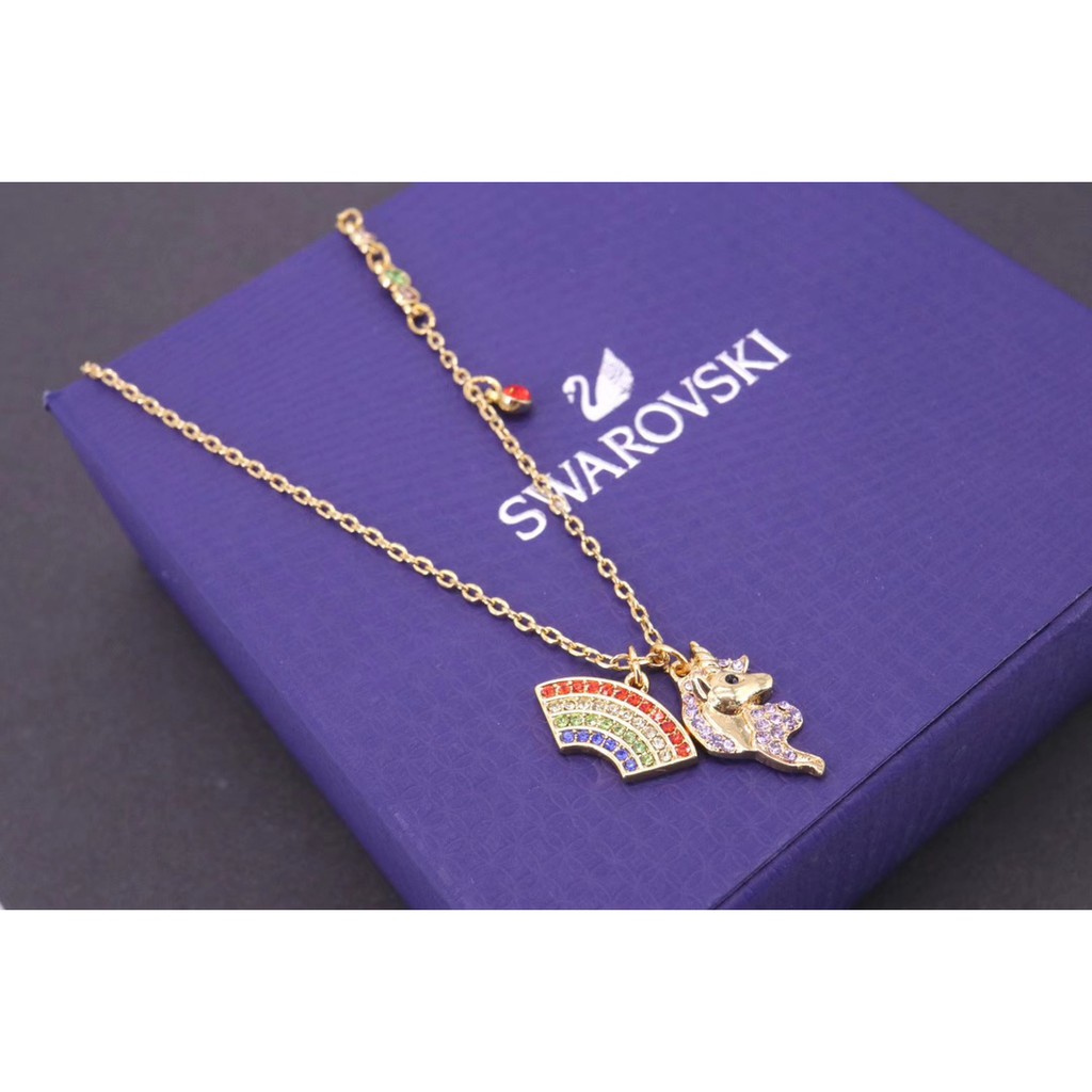Swarovski Necklace Female Colorful Pure Unicorn Collarbone Necklace For Girlfriend Gift Shopee Singapore - necklace roblox unicorn