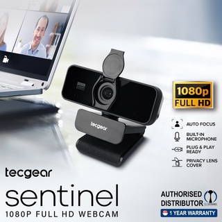 [SG Ready Stock] Tecgear Sentinel Auto Focus 1080P Full HD Webcam with Privacy Cover USB Webcam, Built-in Microphone