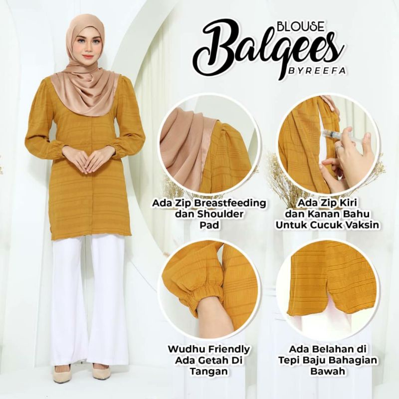 Blouse Balqees Byreefa Blouse Muslimah Vaksin Friendly Shopee Singapore