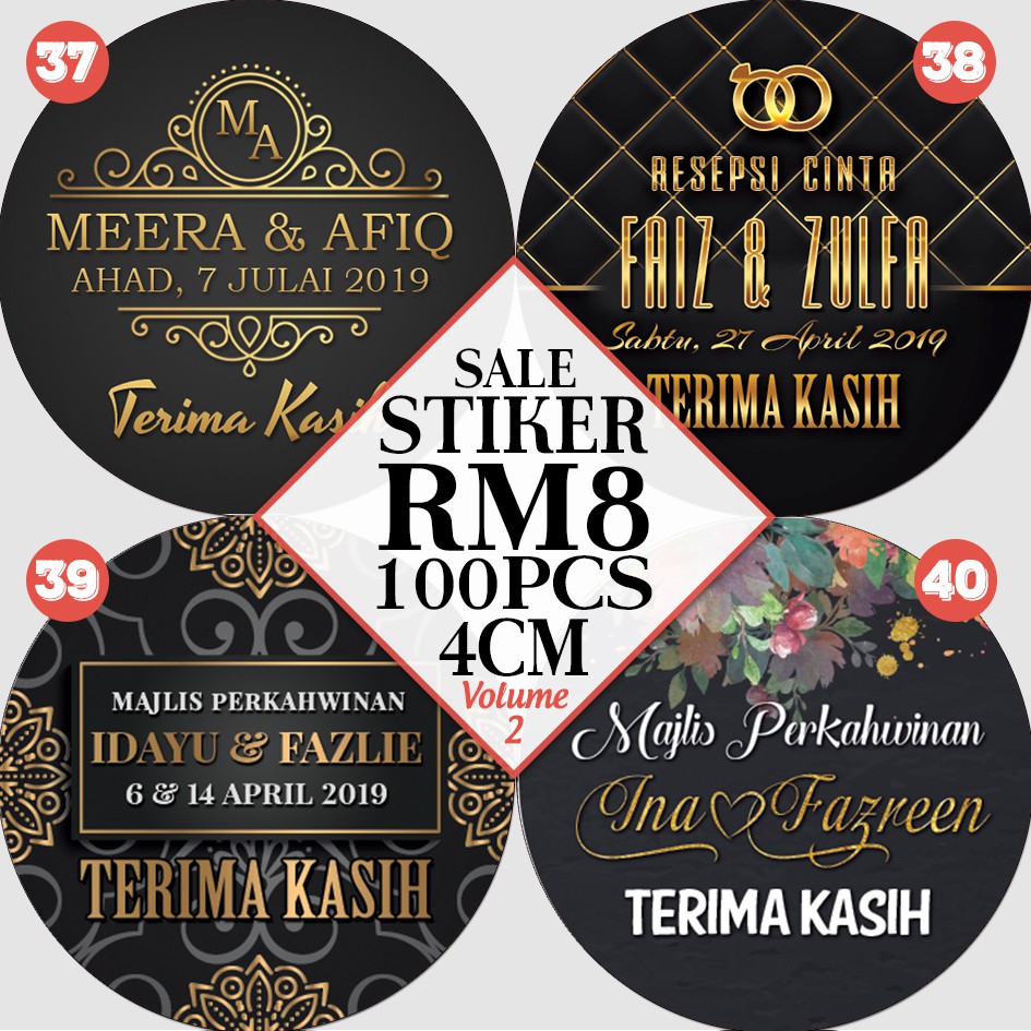 Shop Malaysia Sticker Kahwin Doorgift Cheap Stickers Label 4cm 100pcs Shopee Singapore