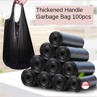 【SG Ready Stock】100pcs 46*60cm Handle Breakpoint Garbage Bag Thickened Disposable Plastic Trash Bags
