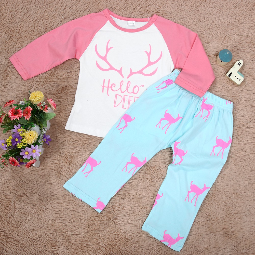 Christmas2pcs Baby Girls Boys Clothes Sport Suit Kids T Shirt Pants Casual Outfit - kids pajamas children sleepwear baby underwear set boys girls roblox game sports suit cotton nightwear topspant leisure