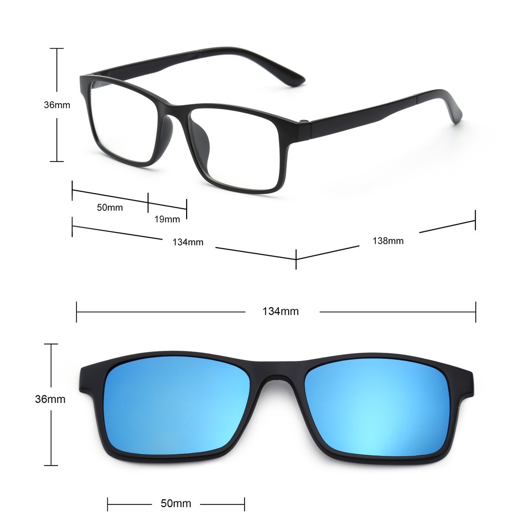 Magnetic 5Pcs Polarized Clip-on Sunglasses Plastic Frame for Night Driving  | Shopee Singapore