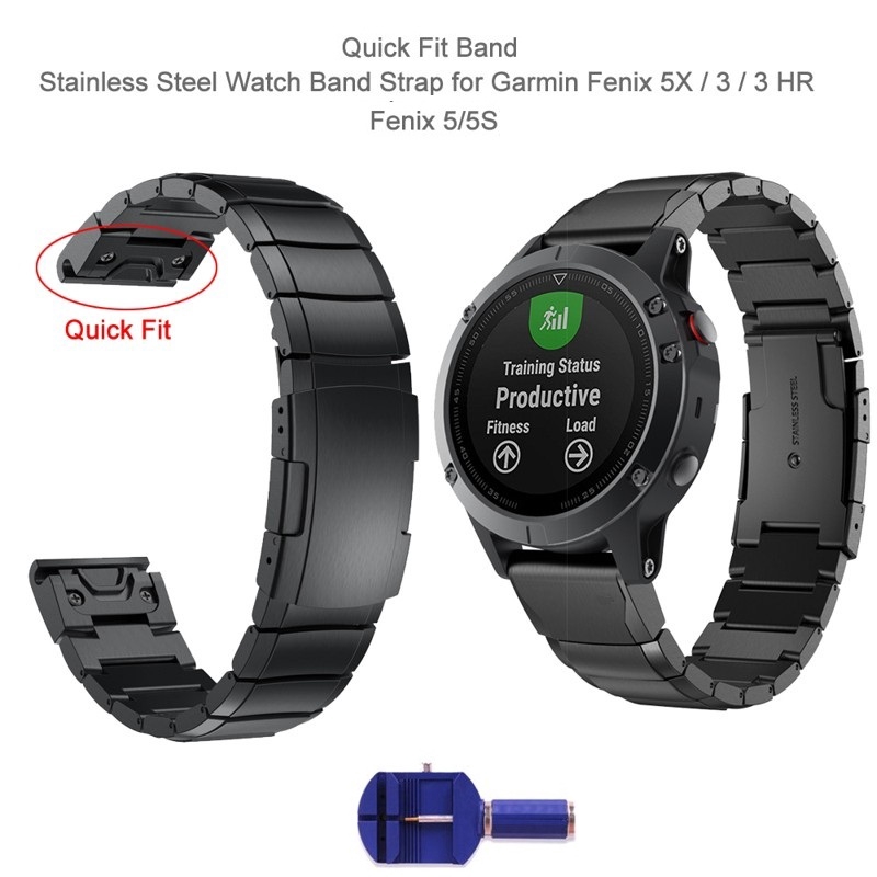 Garmin Fenix 5 5X 5S Fenix 3 HR Forerunner 935/945 Stainless Steel Metal Quick Fit Watch Band Strap