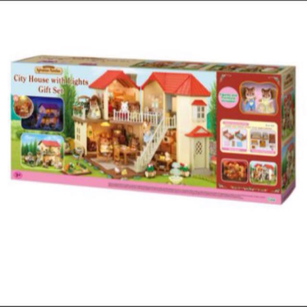 sylvanian families city house with lights gift set