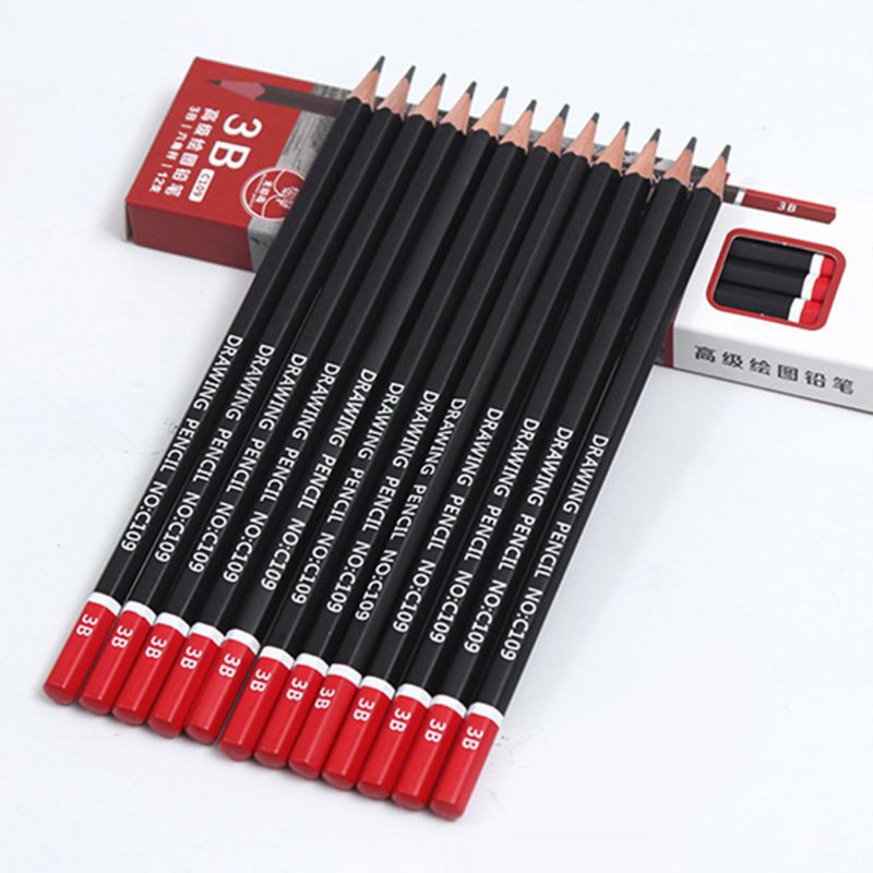 12pcs/box Graphite Pencil Sketch Drawing Writing 2H HB 2B 3B 3H 4B 5B ...