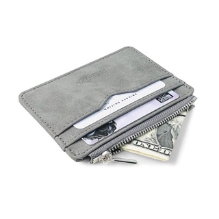 Men's Slim Short Card Wallet Matte Leather Retro Multi-card Frosted Fabric Card Holder Money Minimalist Transparent Coins Purse