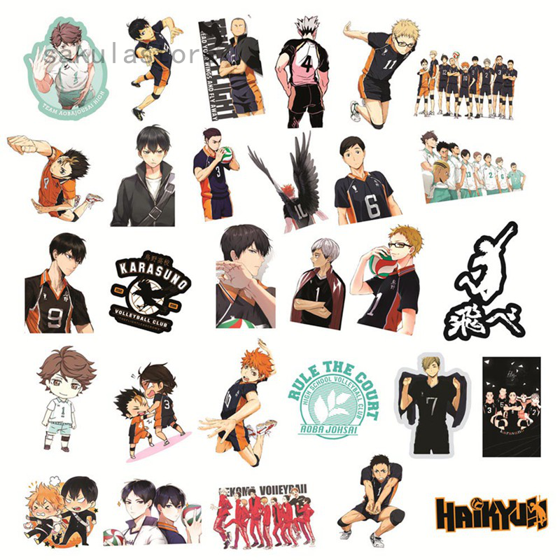 50 pcs anime haikyuu stickers waterproof vinyl stickers for laptop macbook luggage shopee singapore