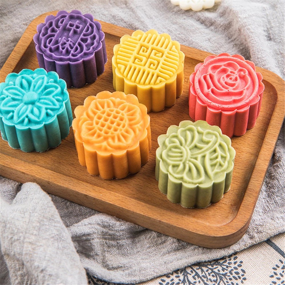 6pcs Flower Mooncake Mold Moon Cake Stamp Cookie Cutter Hand Press ...