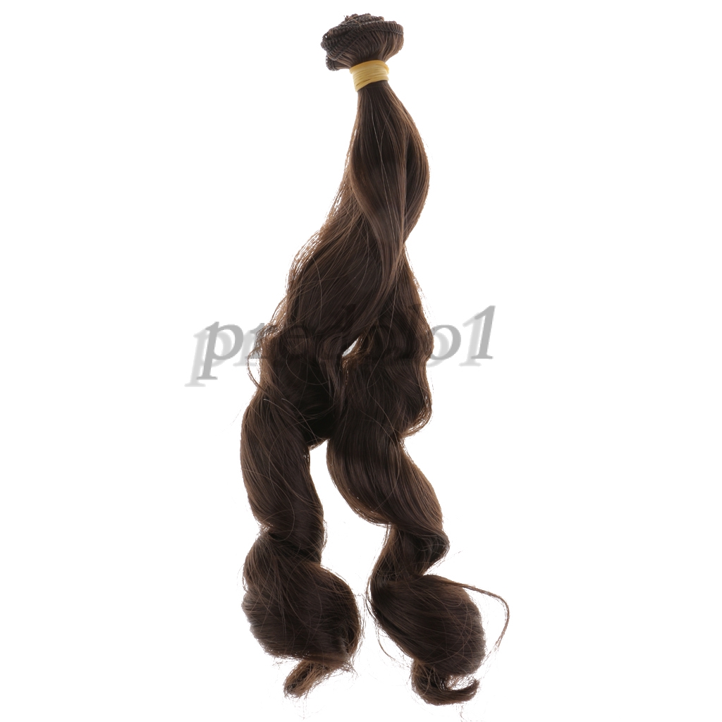 25cm Colorful Long Diy Curly Accessory Brown Wigs Magideal Doll Dark Haircut