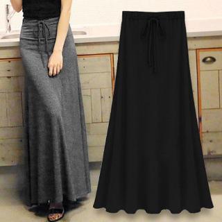 Image of Women Long Elegant A-Line Skirt Pleated Maxi Skirt