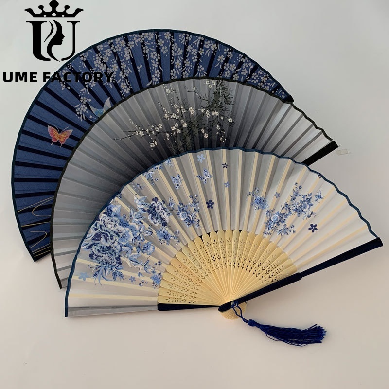 EXCEART Chinese Retro Folding Fan Vintage Lace Design Folding Hand Fans Plastic Chinese Traditional Fan Chinese Traditional Printing Handheld Fan for Photo Stage Performance Props White 
