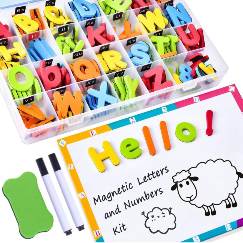 Magnetic Letters Paste Uppercase Numbers w/ Board Kids Early Education Toys 