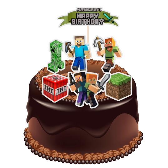 Minecraft Free Printable Cake Toppers Minecraft Printables Minecraft Stickers Minecraft Cupcake Toppers