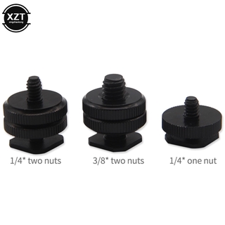 New Professional 1/4” 3/8” Dual Nuts Tripod Mount Screw Black to Flash Hot Shoe Adapter Stand for Camera Studio Accessory