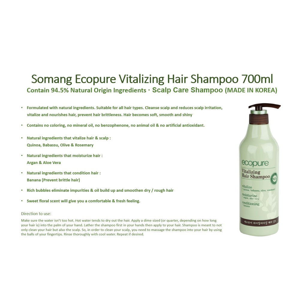 Made In Korea Somang Ecopure Vitalizing Hair Shampoo