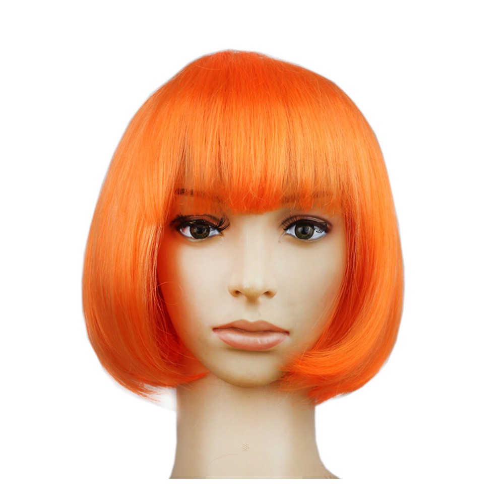 Women S Sexy Short Bob Cut Fancy Hair Extension Wigs Orange