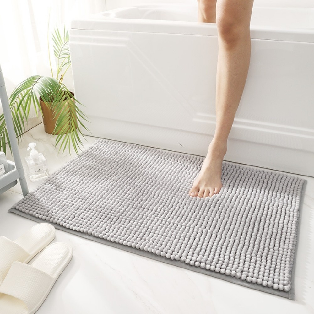 Soft Floor Mat Shaggy Rug Entrance Chenille Bathroom Absorbing Carpet Bath Set 