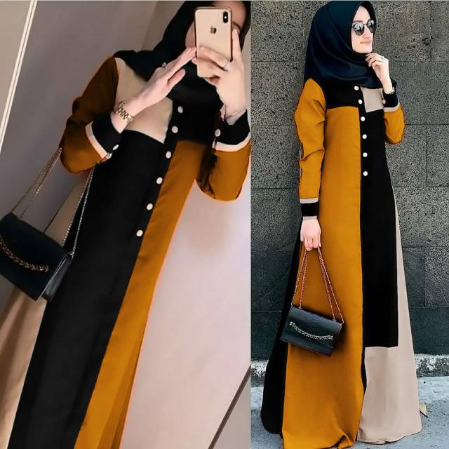 Gamis Remaja Muslim  terbaru 2025  Marwah Javina Maxi Model Terbaru M / L / XL / XXL/  tangan panjan