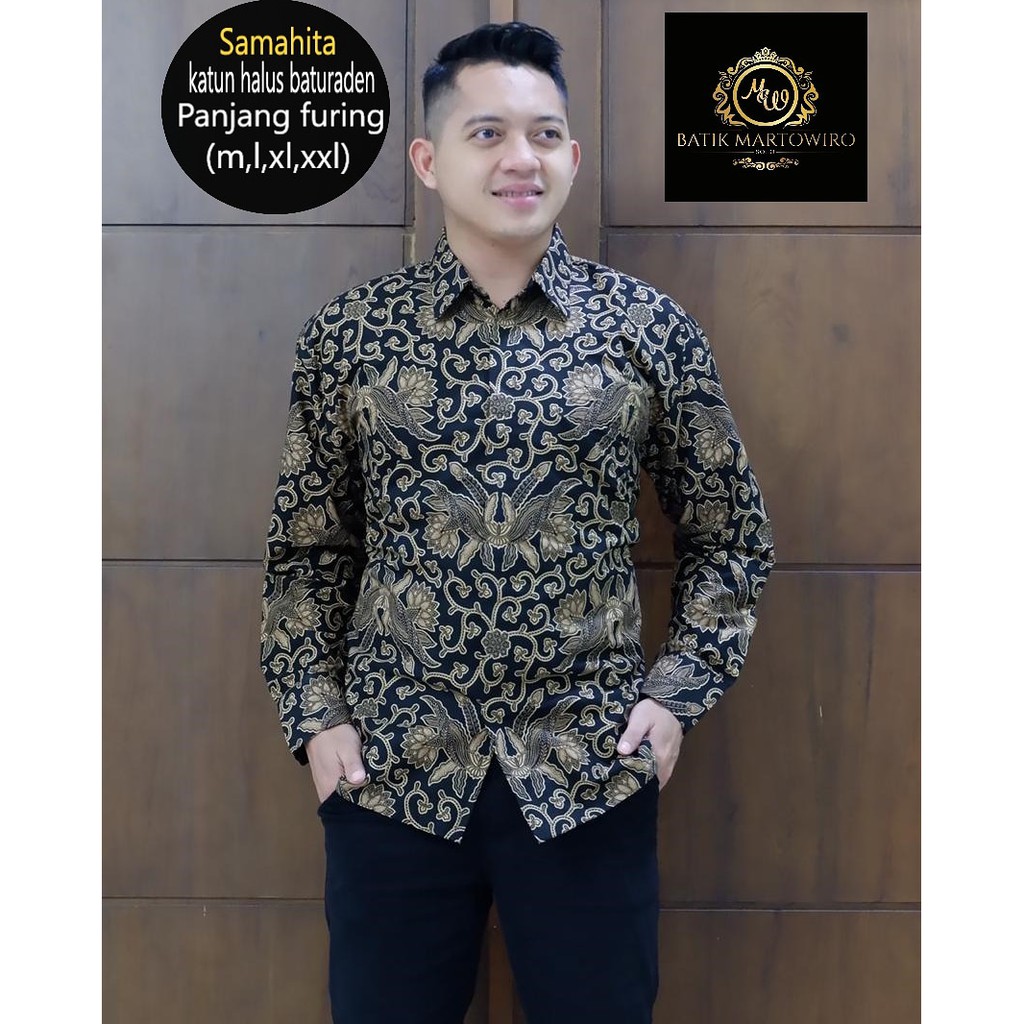 Samahita Long Sleeve Men Batik Shirt by Batik Martowiro | Shopee Singapore