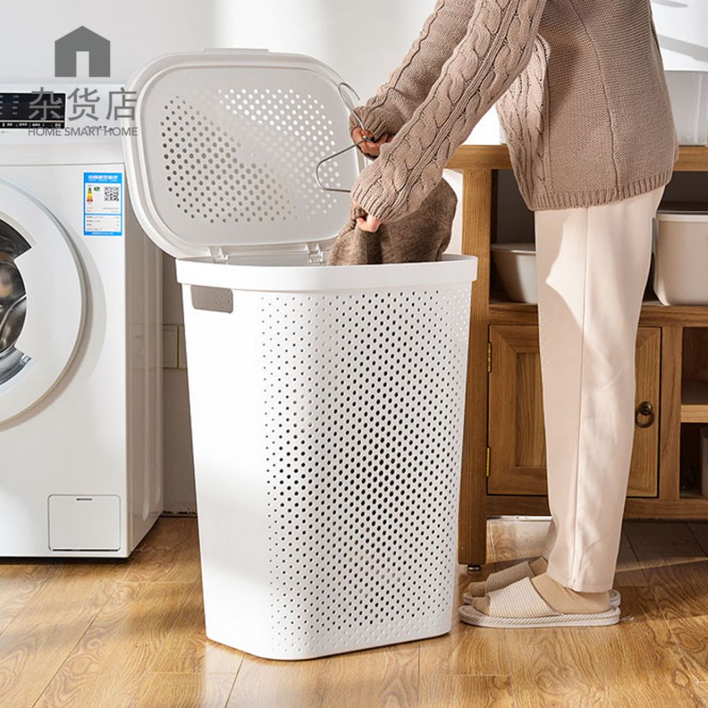 60L Large Capacity Minimalist Laundry Basket with Cover Shopee Singapore