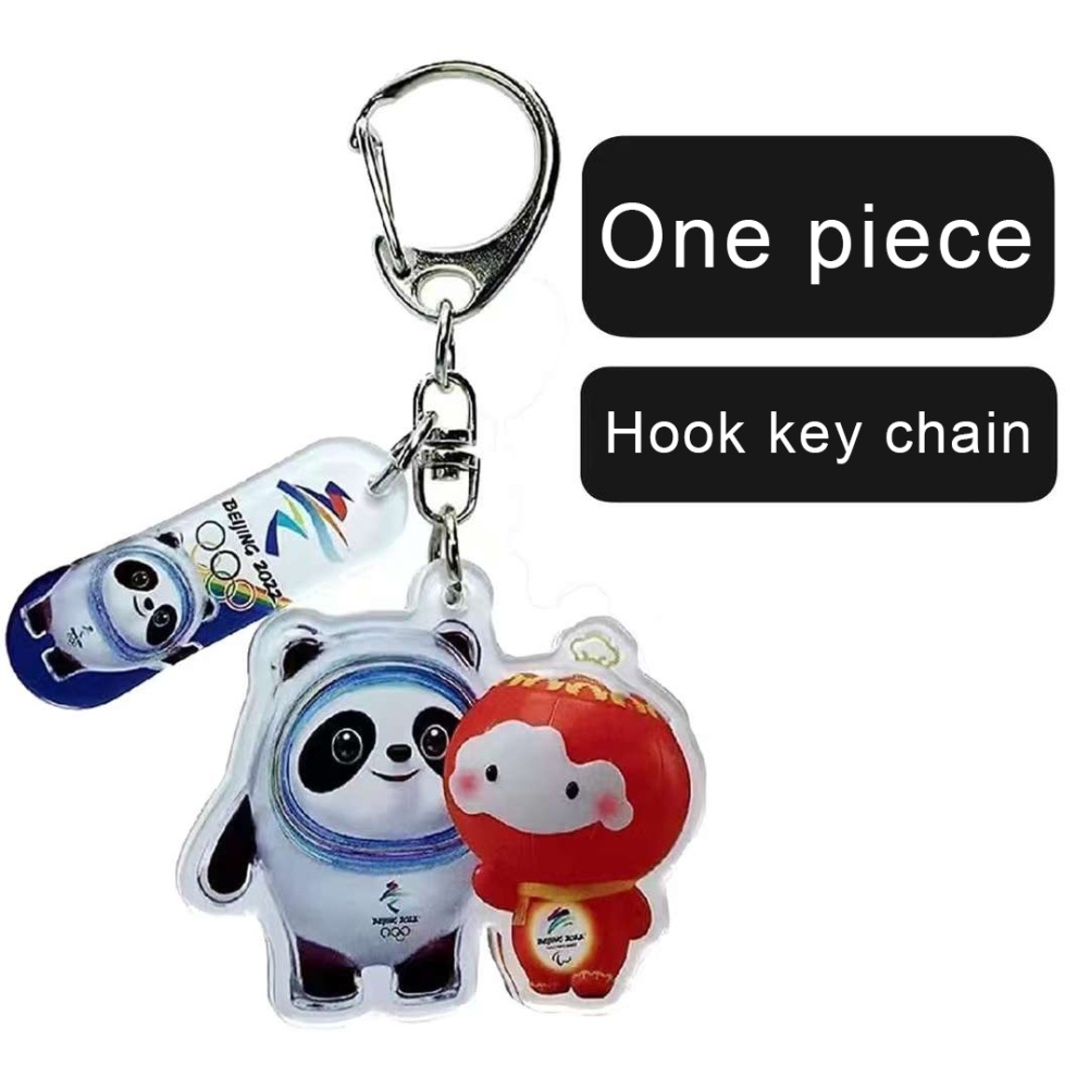 2022 Winter Olympics Mascot Keychain by WangTou White Bing Dwen Dwen Print Winter Olympics Games Key Chain Gifts for Him Her- 