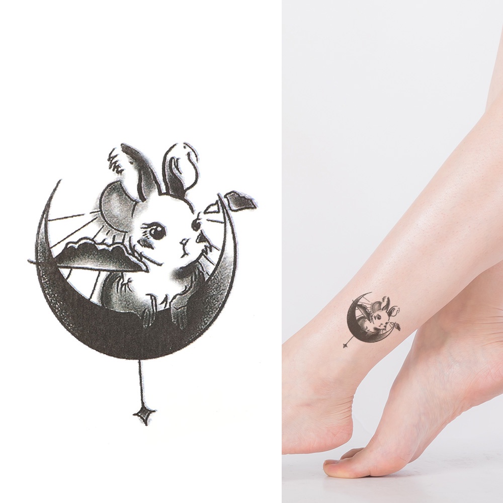 Image of Women Men Fashion Punk Waterproof Black Animal Pet Water Transfer Temporary Tattoo Sticker/Girls Body Shoulder Art #5