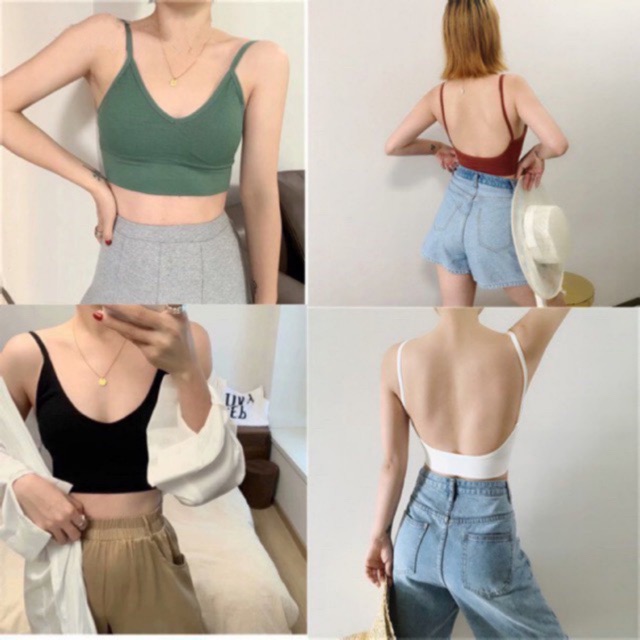 LSJ Korean U back bra with padded sports yoga Backless