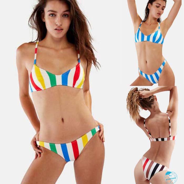 colorful striped swimsuit