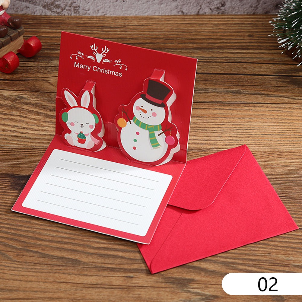 Merry Christmas Happy New Year Greeting Card Merry Christmas Cards With Envelope Kids Mini Postcard Gift Card Xmas Party Shopee Singapore