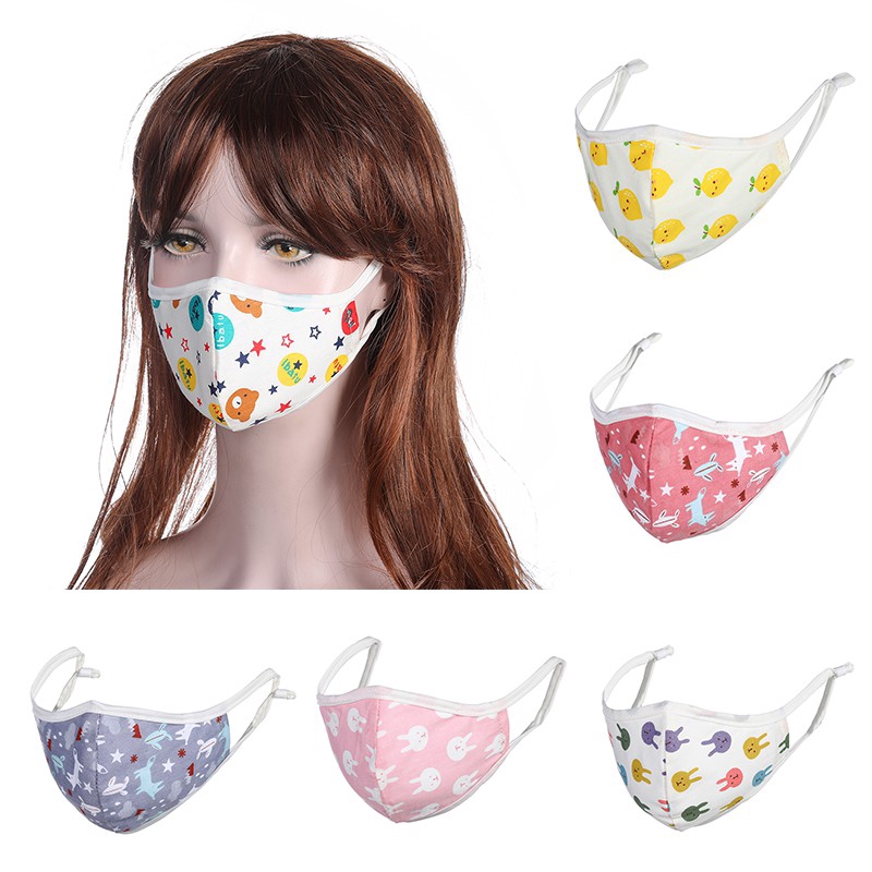 Korean Cute Cotton Printed Masks For Children Washable Reusable Mask