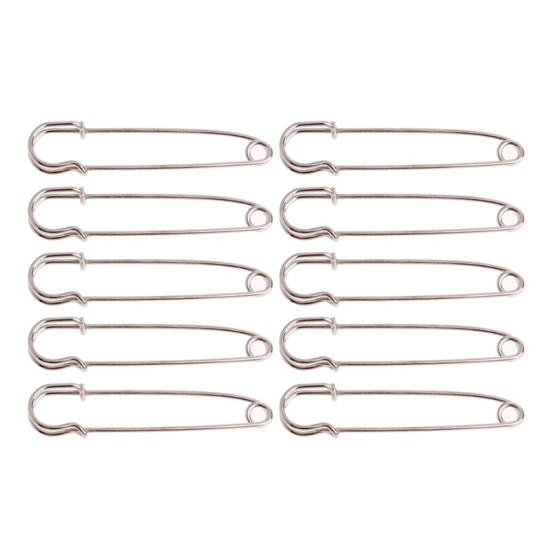 10PC Silver Tone Large Strong Duty Safety Pins DIY Sewing Tools ...