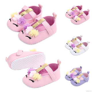 Baby Girls Toddler Infant First Walkers Non-Slip Floral PU Princess Shoes #1