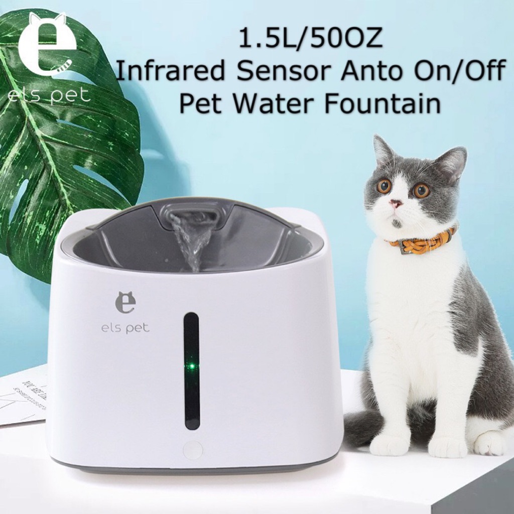 ELS PET Infrared Sensor Auto On/Off Automatic Pet Water Fountain 50oz/1