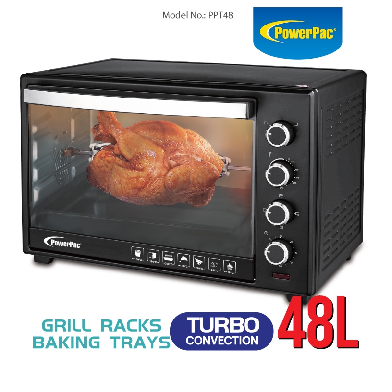 PowerPac Electric Oven 48L with Rotisserie and convection functions