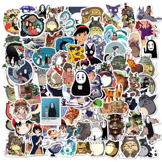 100/50Pcs Japanese Anime Stickers Ghibli Hayao Miyazaki Totoro Spirited Away Princess Mononoke KiKi Stationery Sticker
