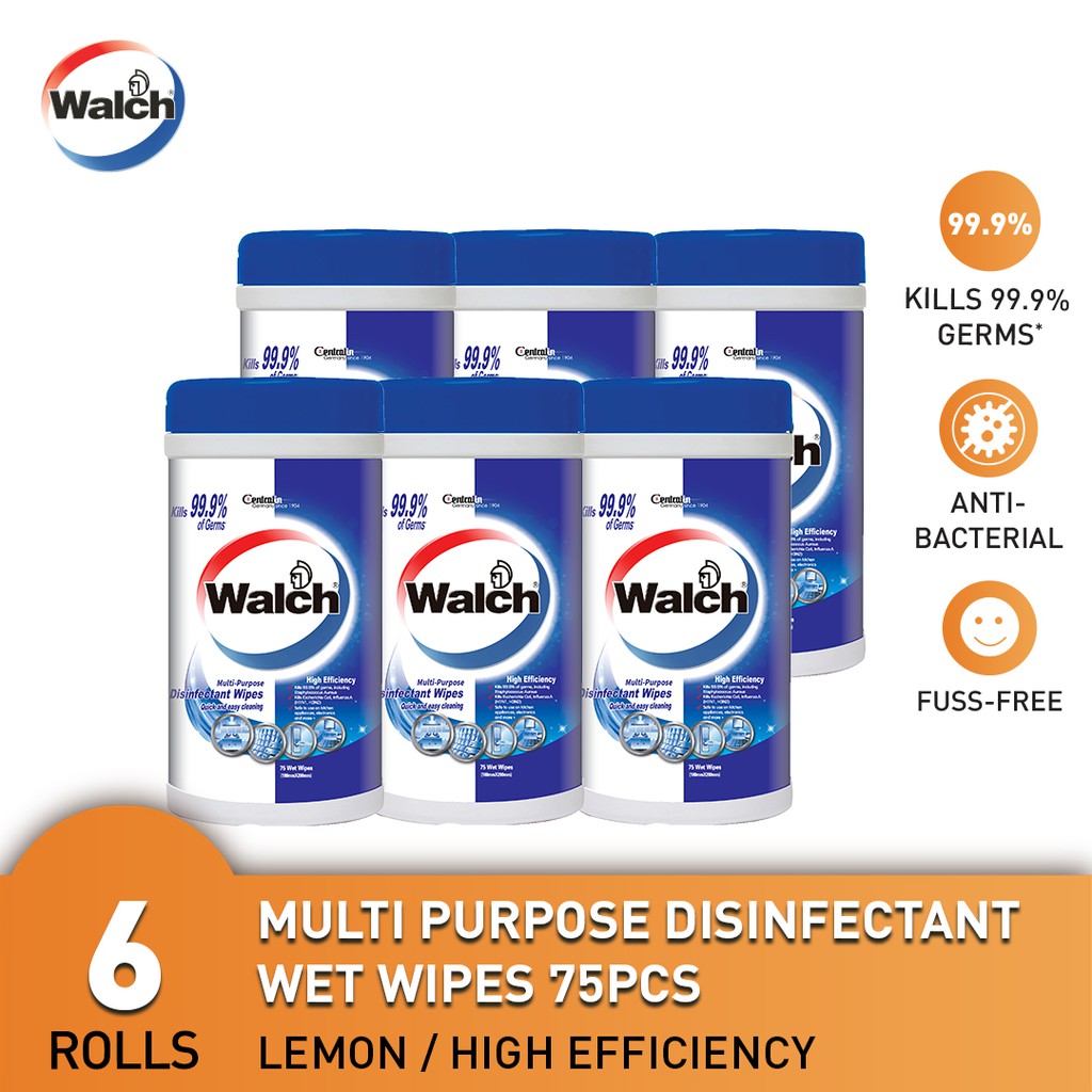Walch Multi Purpose Disinfectant Wet Wipes 75pcs x 6 Rolls Shopee