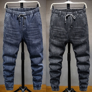 Image of S-7XL Men's Jeans Jogger Pants Ankle Banded Elastic Waist Denim Trousers Plus Size Fashion Cool 42 44 46 48