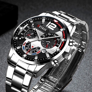 Fashion Mens Watches Luxury Stainless Steel Calendar Luminous Clock Business Casual Leather Quartz Wristwatch