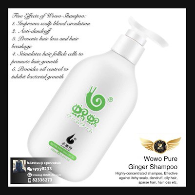 Wowo Ginger Shampoo Reduce Hair Fall Stimulate Hair Growth Bye