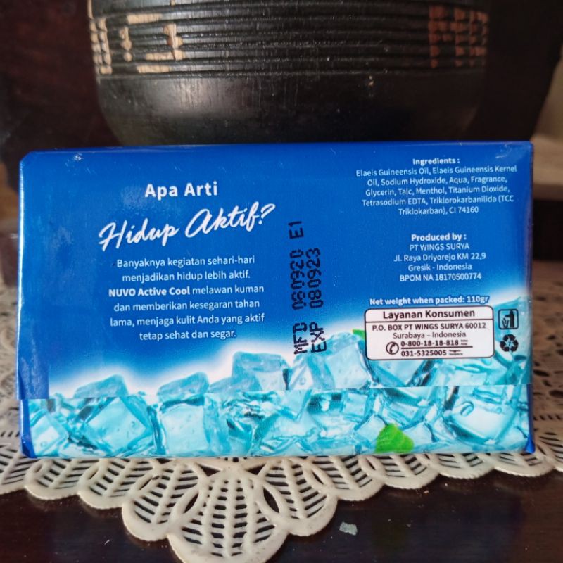 Nuvo Active Antibacterial Soap Cool With Tcc Mint 110gr Batang Soap Shopee Singapore