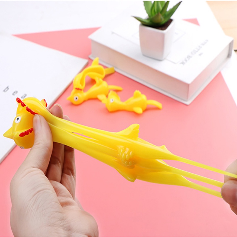 10Pcs Catapult Turkey Chick Hand Tricky Slingshot Soft Sticky Funny Fidget Anti Stress Toys